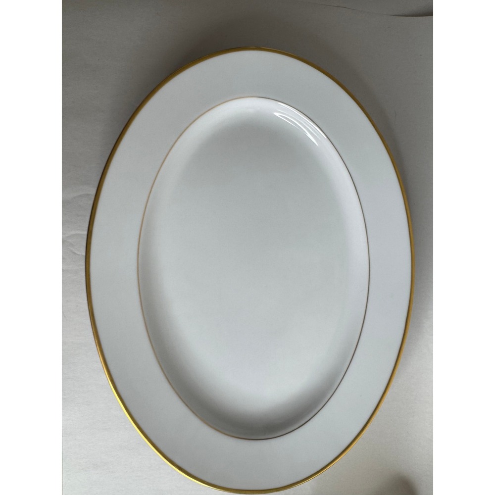 Noritake Heritage 2982 Contemporary Fine China Oval Serving Platter Gold Trim